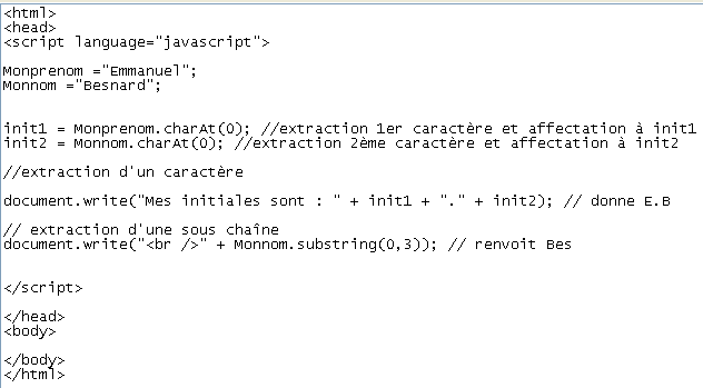 exemple de sous chaîne